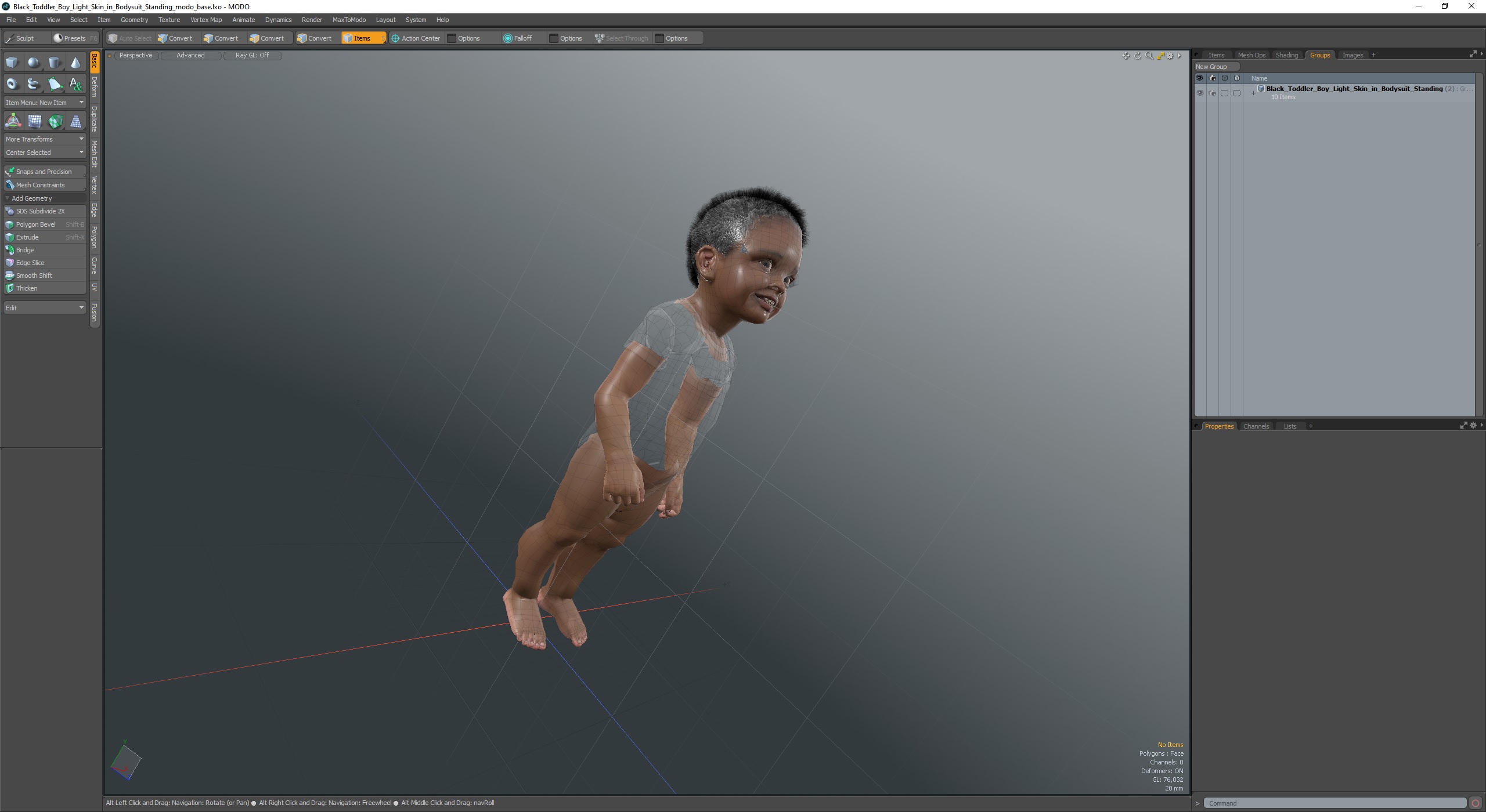 Black Toddler Boy Light Skin in Bodysuit Standing 3D model
