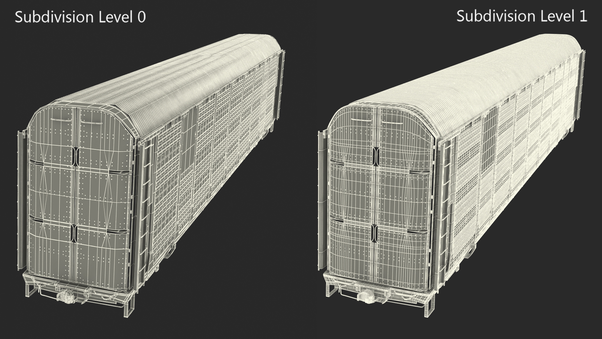 Union Pacific Tri Level Auto Rack Freight Car Yellow 3D