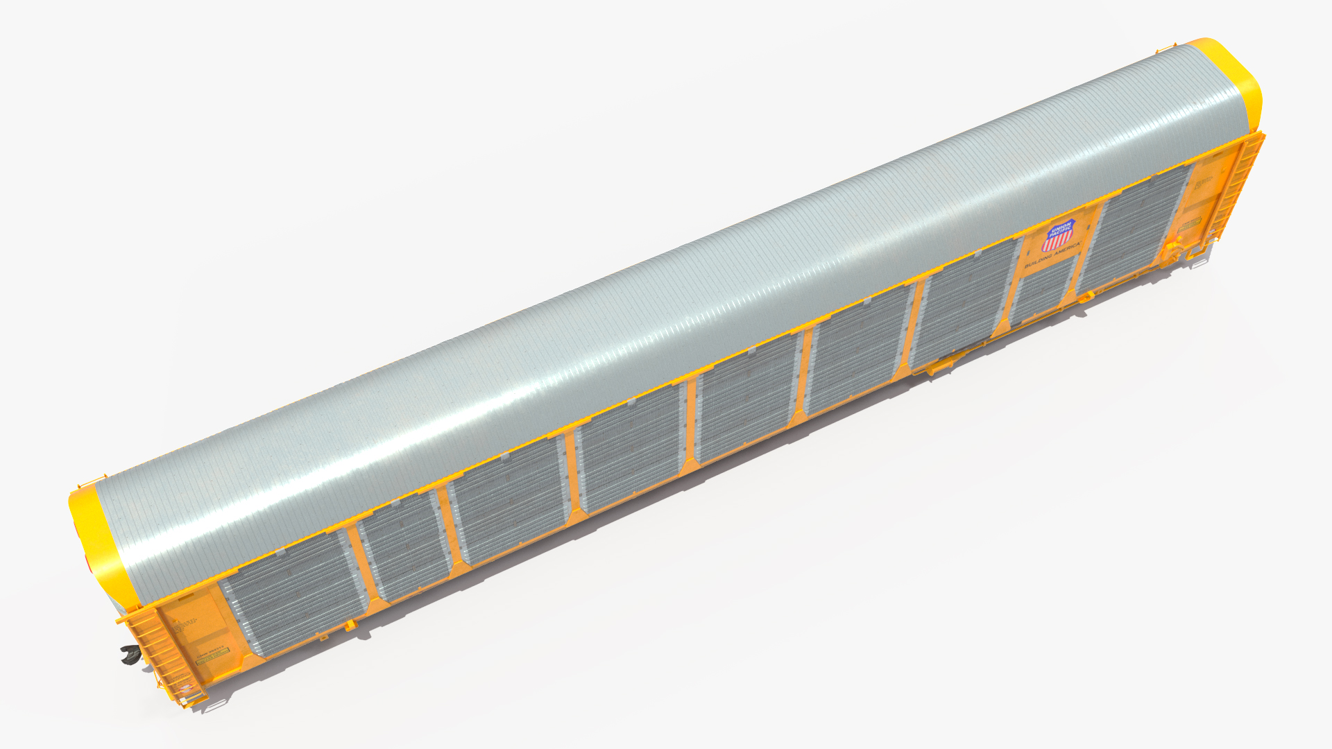 Union Pacific Tri Level Auto Rack Freight Car Yellow 3D