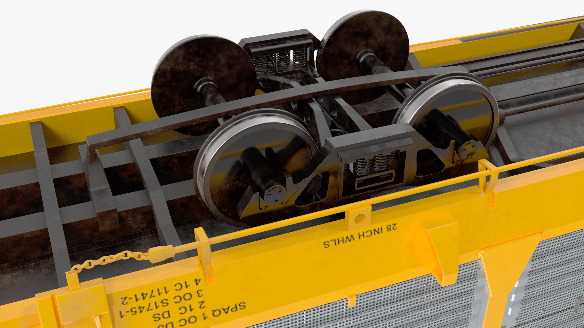 Union Pacific Tri Level Auto Rack Freight Car Yellow 3D
