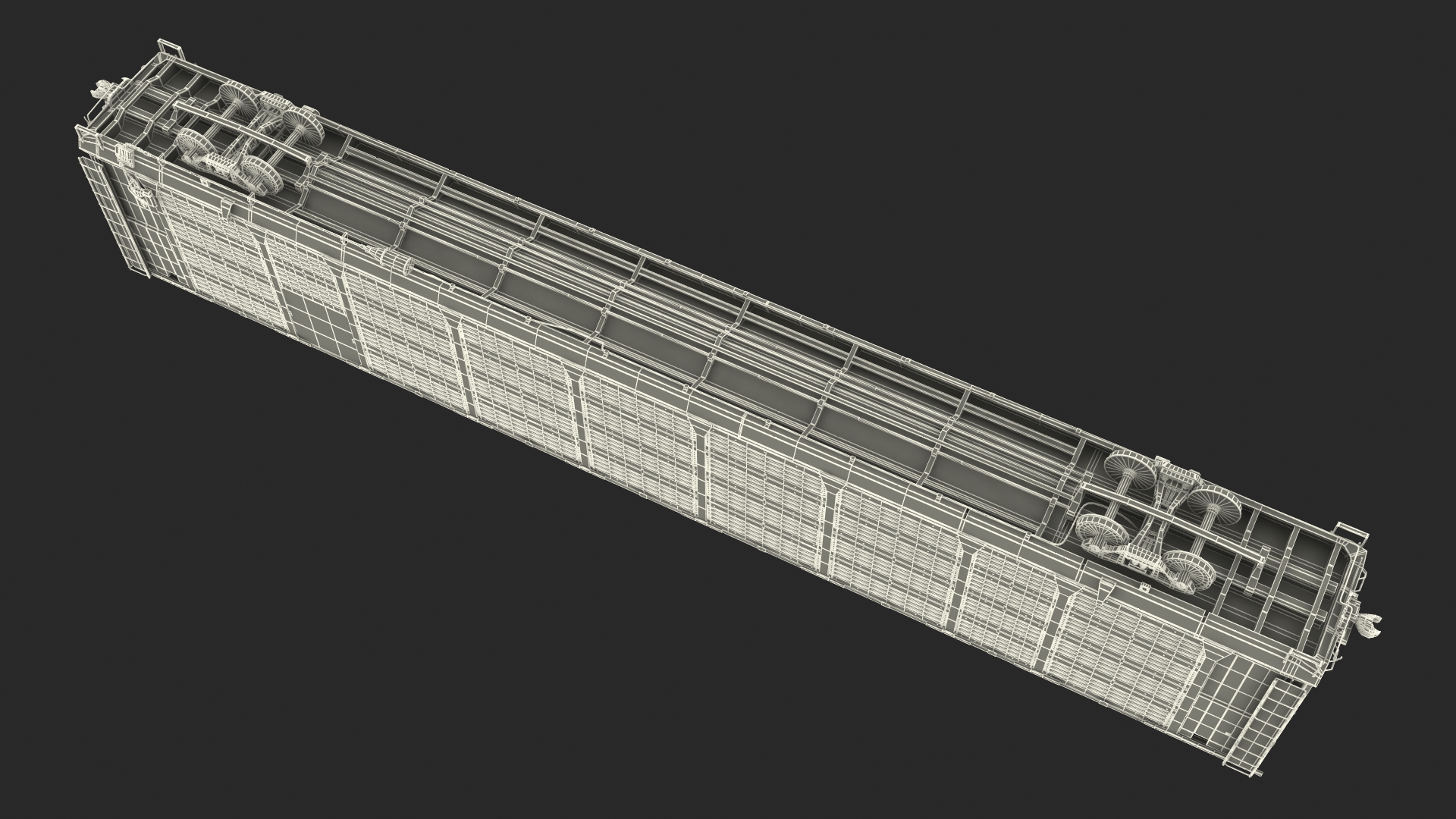 Union Pacific Tri Level Auto Rack Freight Car Yellow 3D