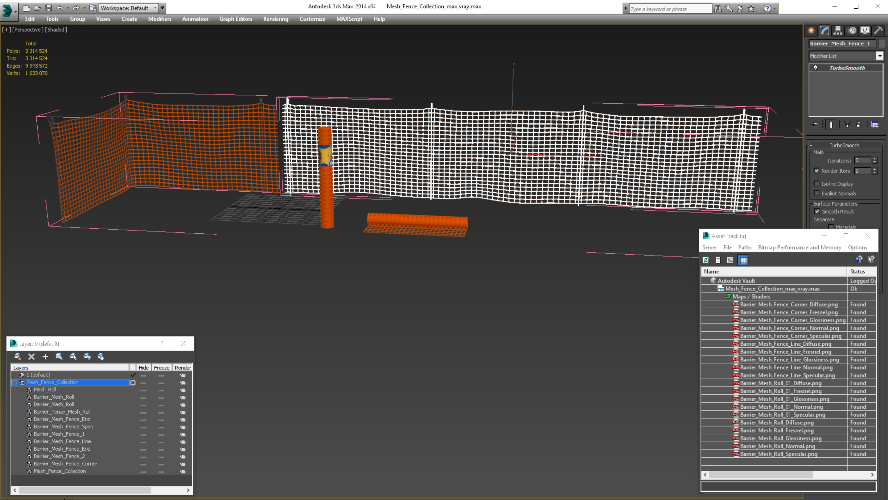 Mesh Fence Set 3D model