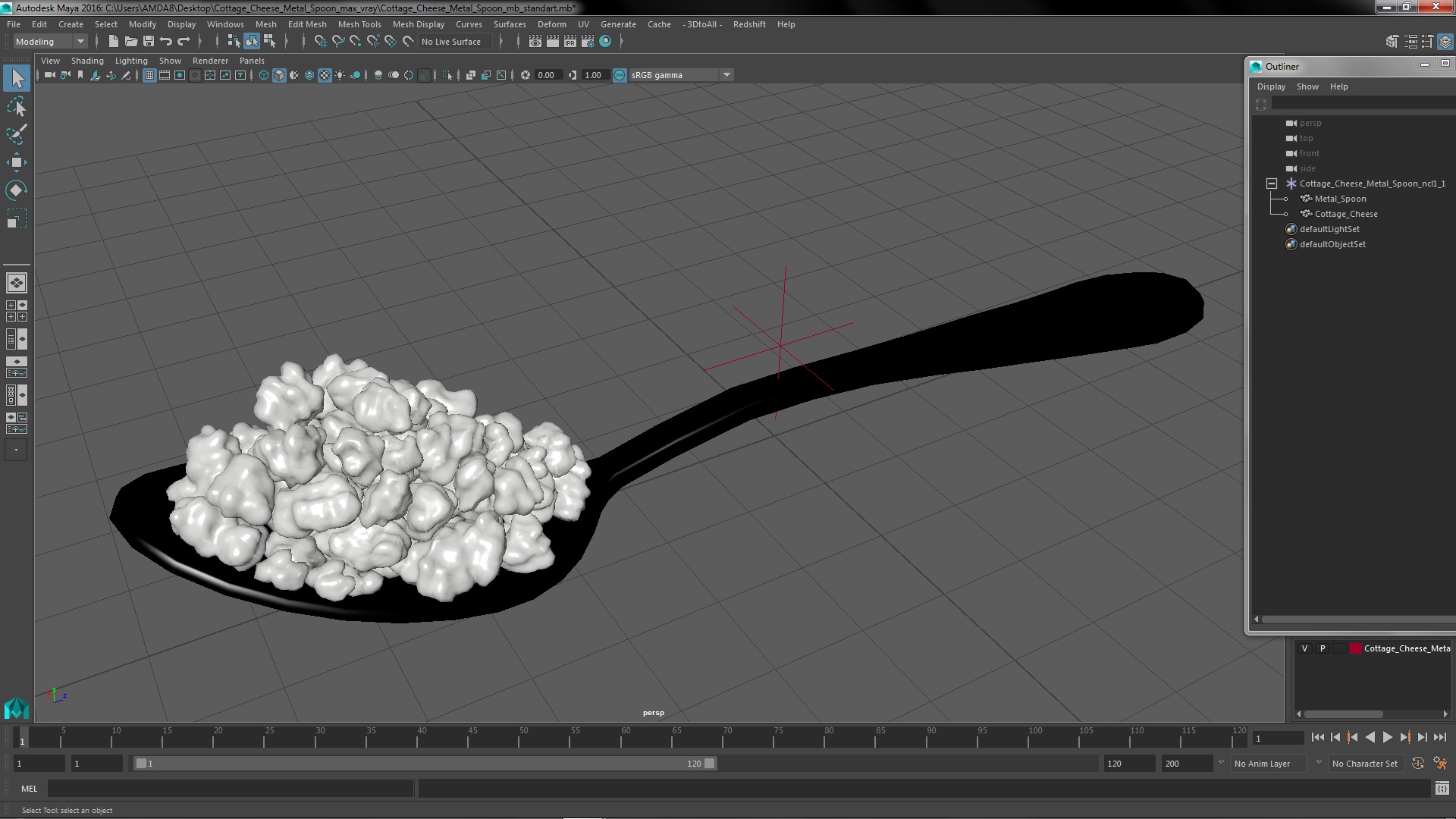 3D Cottage Cheese Metal Spoon