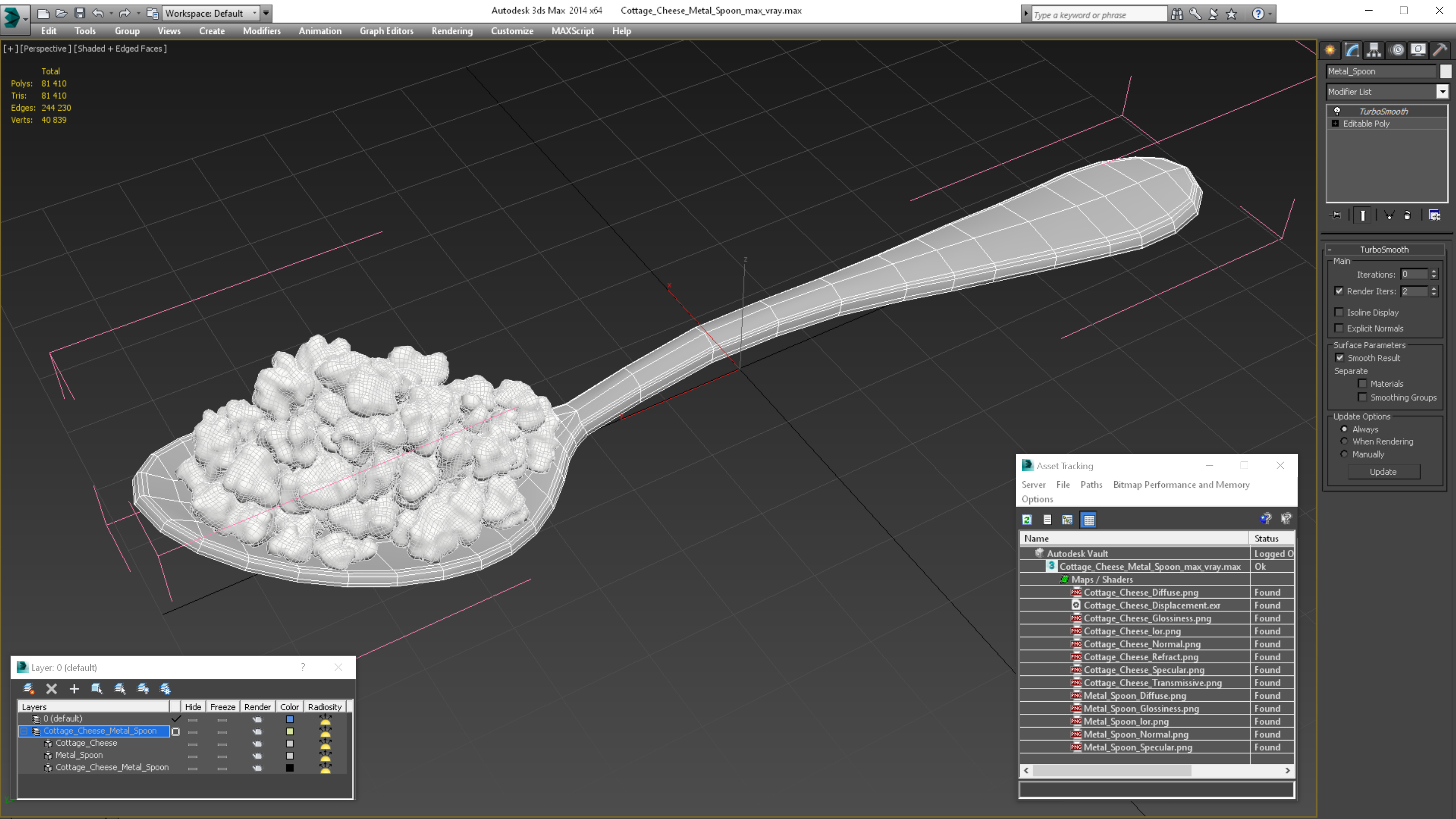 3D Cottage Cheese Metal Spoon