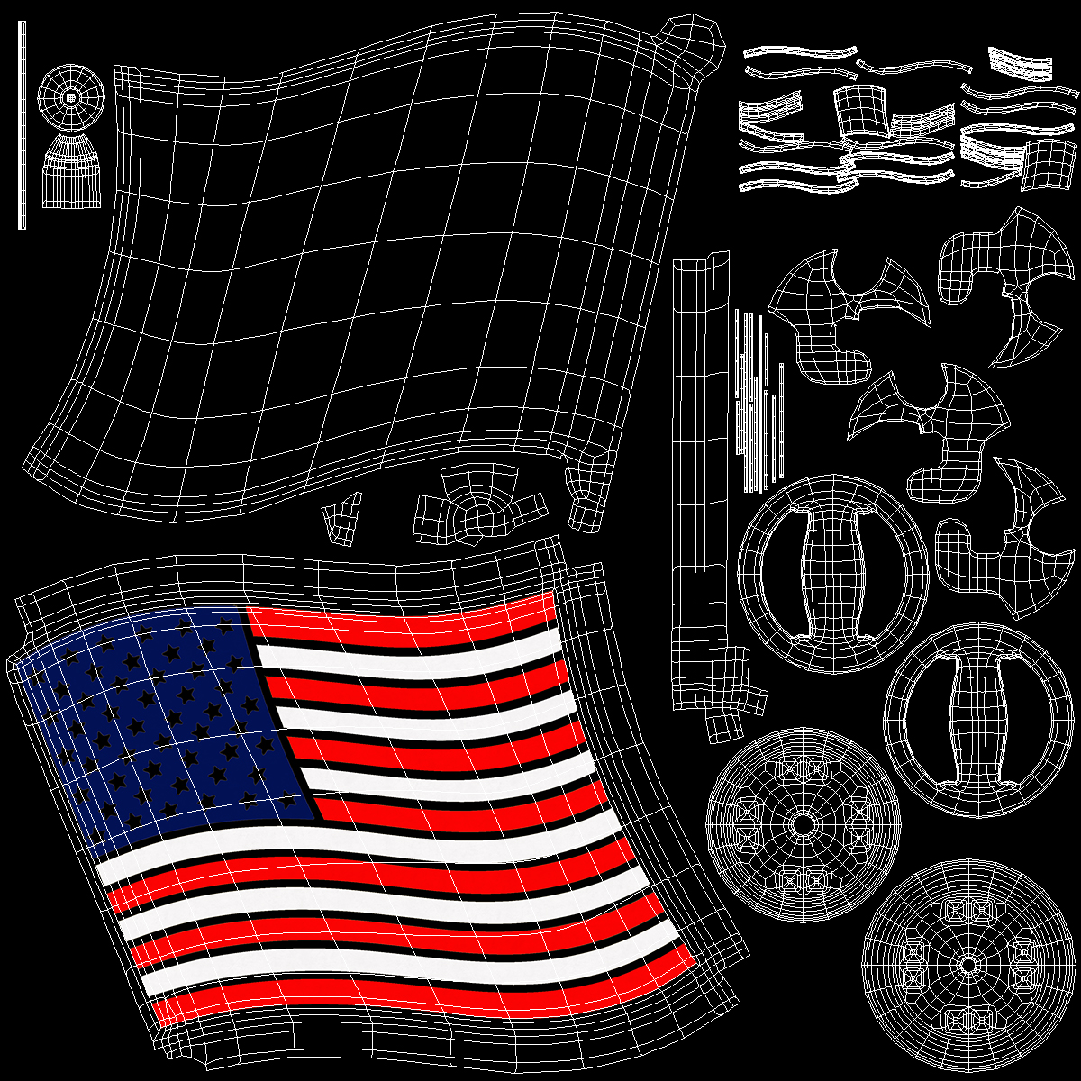 3D USA Flag Lapel Pin model