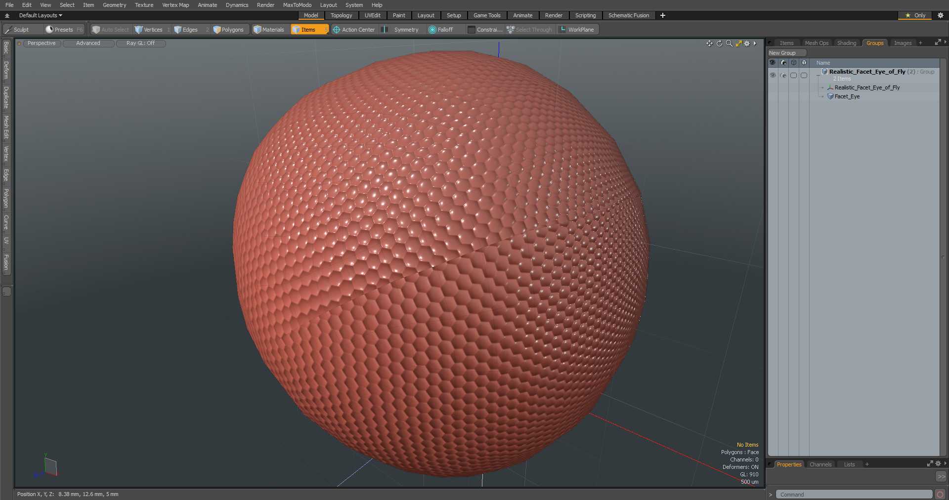3D Realistic Facet Eye of Fly