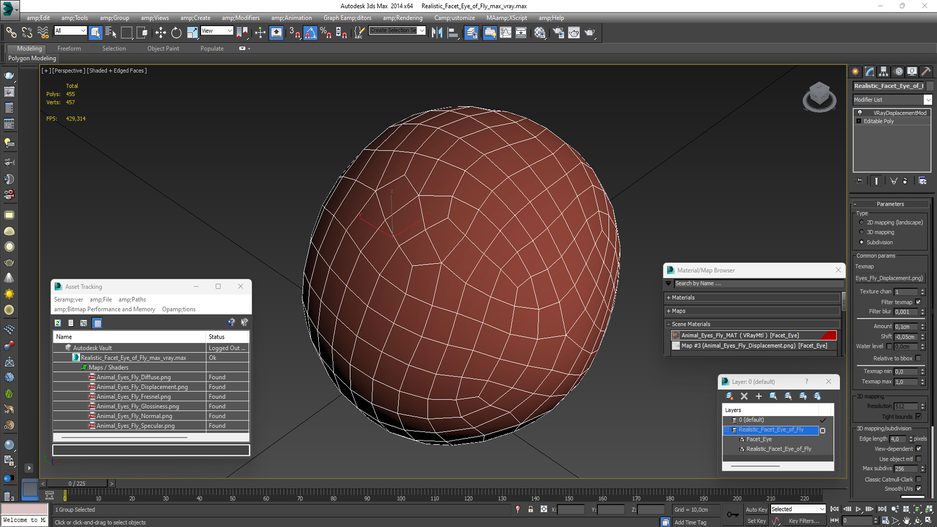 3D Realistic Facet Eye of Fly