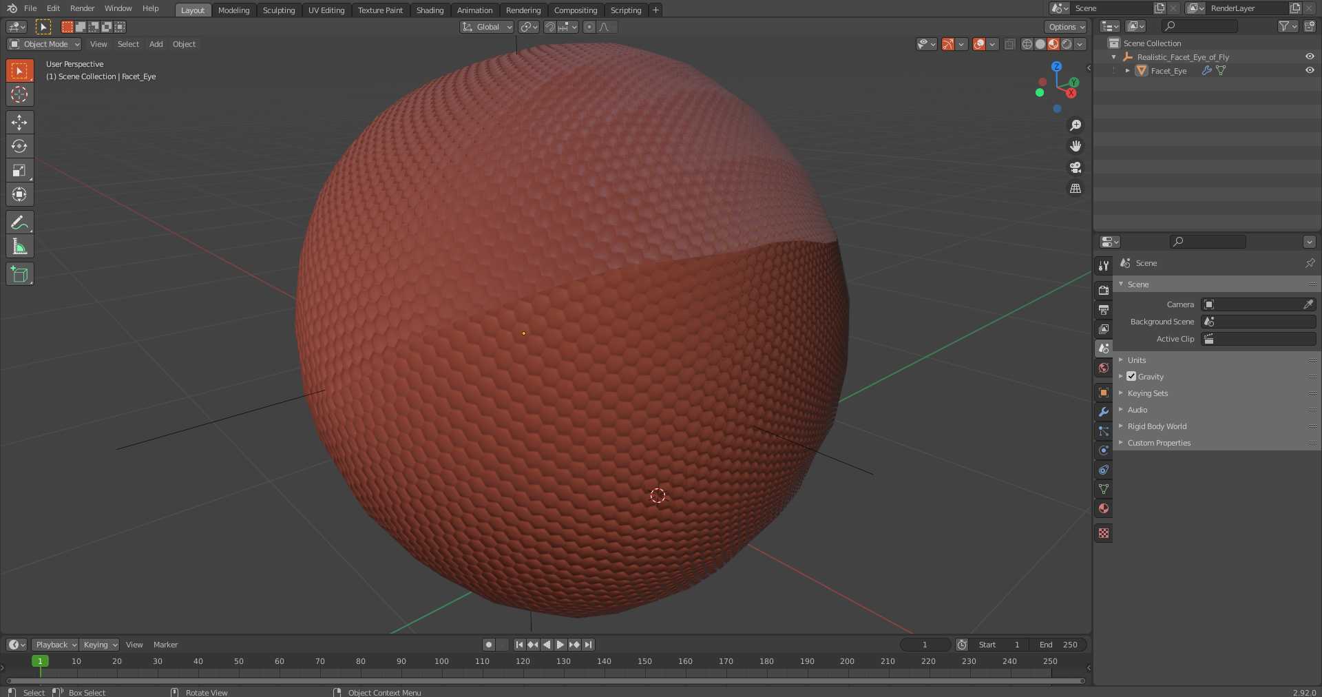 3D Realistic Facet Eye of Fly