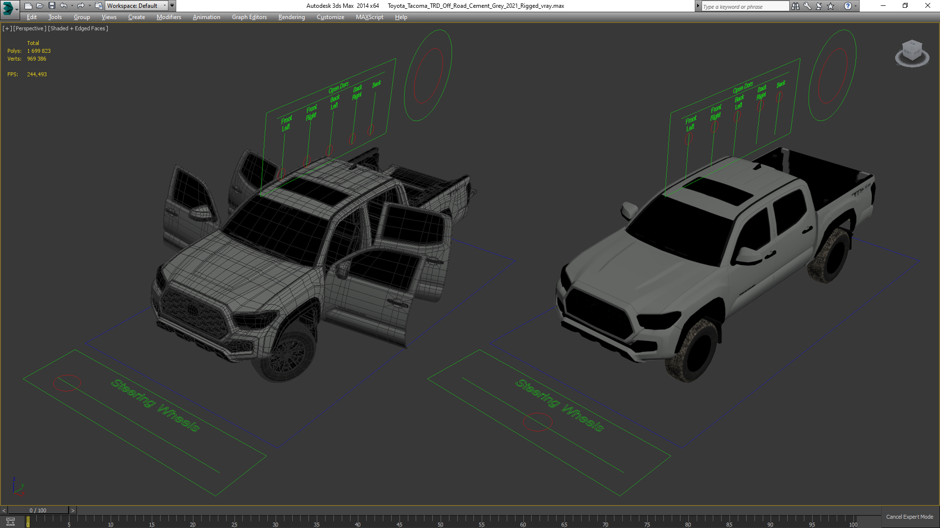 3D model Toyota Tacoma TRD Off Road Cement Grey 2021 Rigged