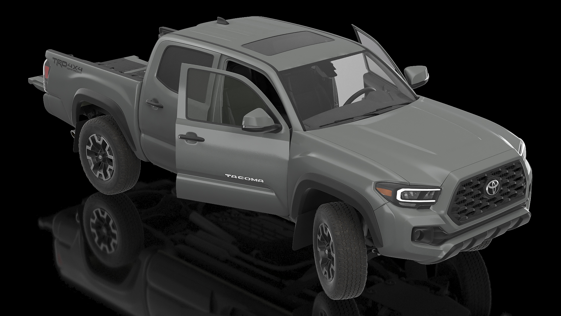 3D model Toyota Tacoma TRD Off Road Cement Grey 2021 Rigged