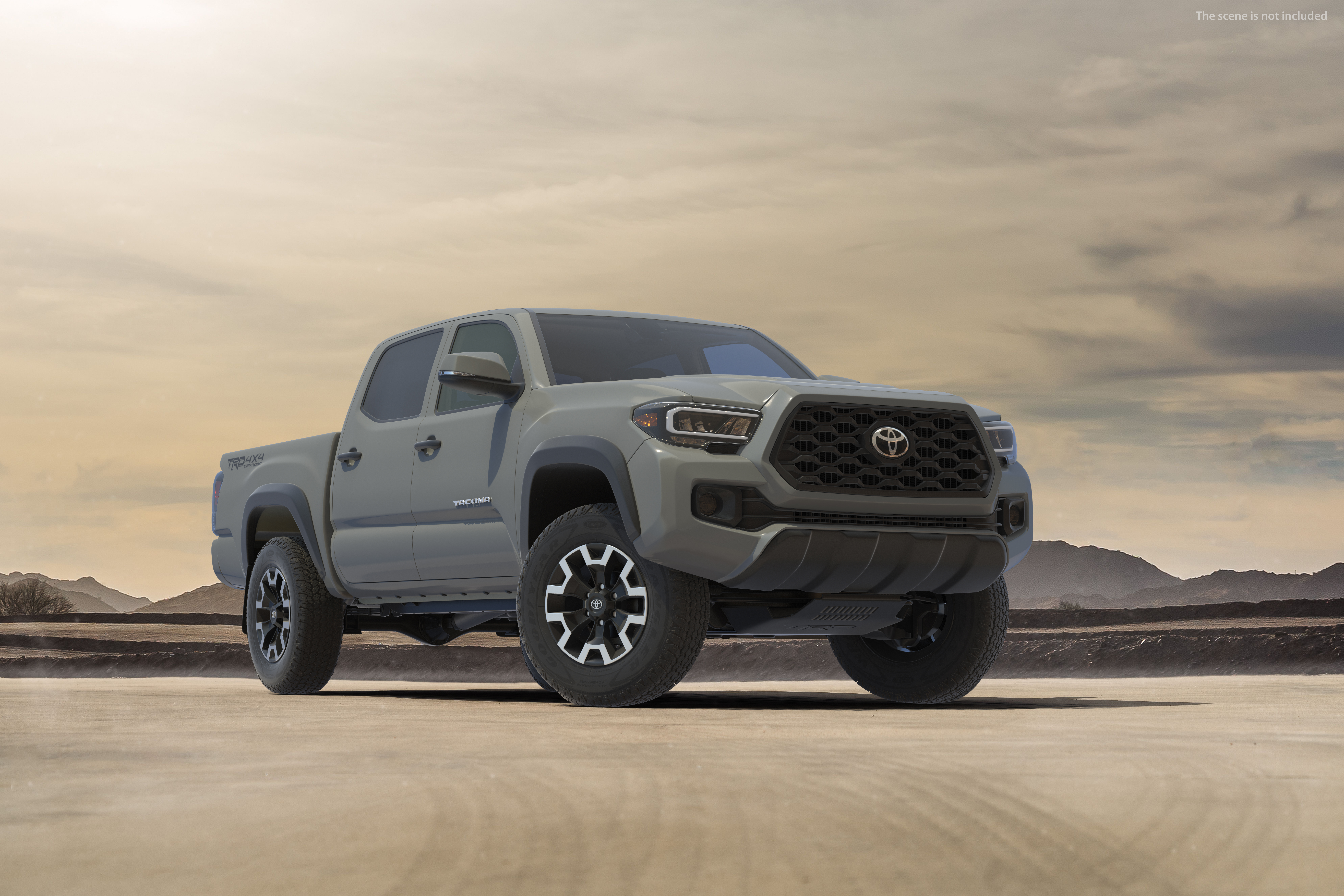 3D model Toyota Tacoma TRD Off Road Cement Grey 2021 Rigged