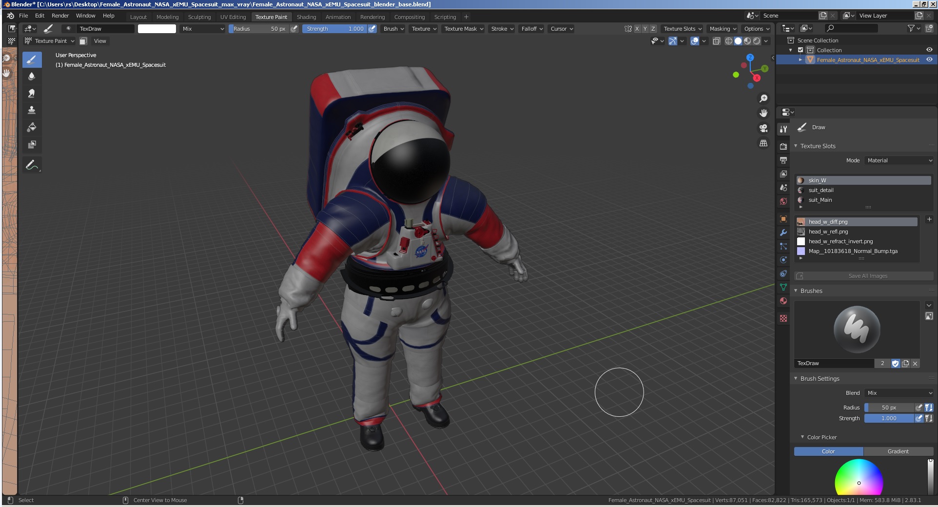 3D Female Astronaut NASA xEMU Spacesuit