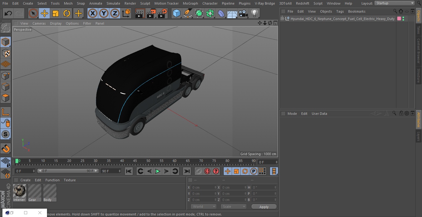 3D model Hyundai HDC-6 Neptune Concept Fuel Cell Electric Heavy Duty Truck
