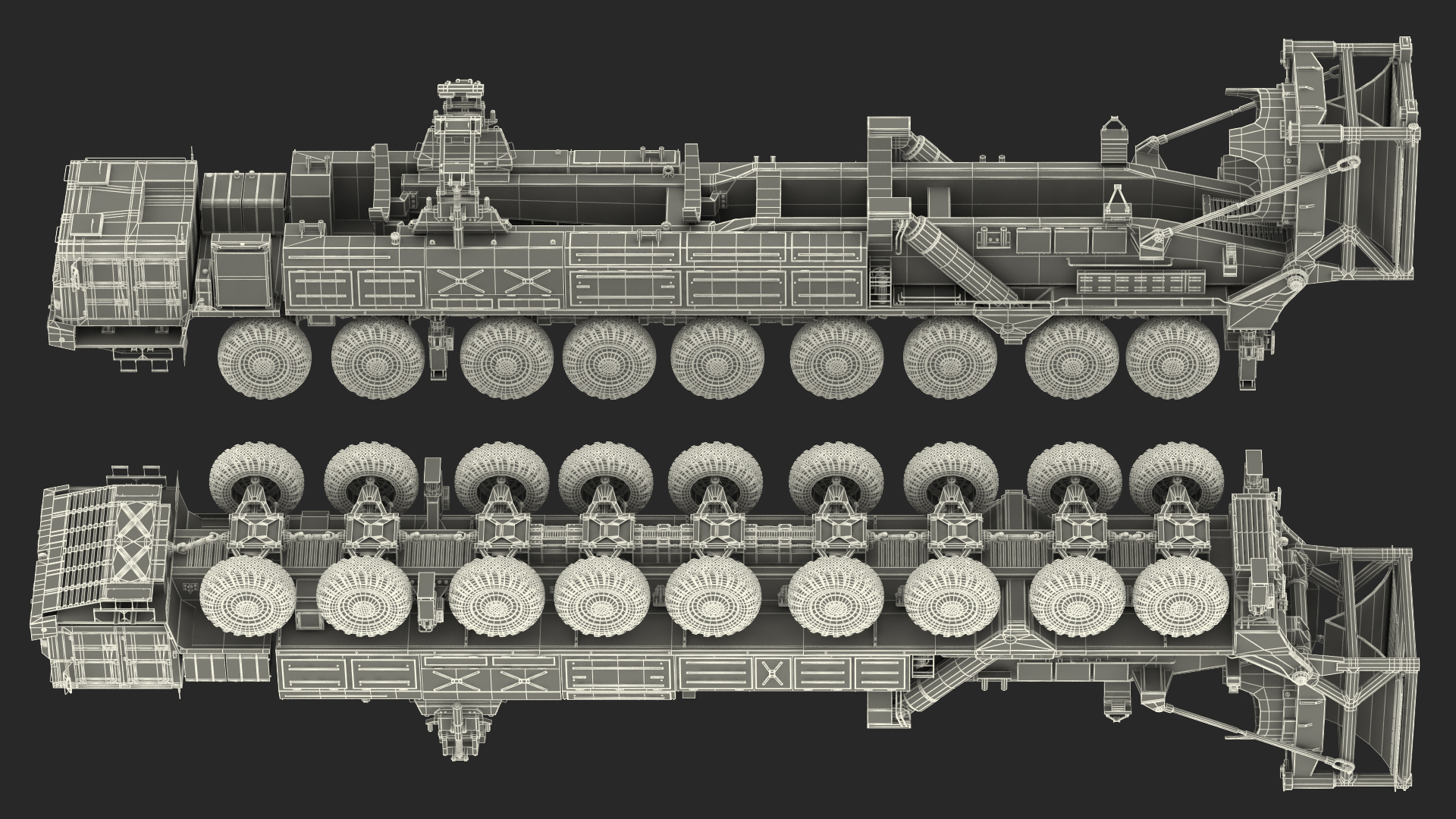 9 Axle Transporter Erector Launcher Vehicle Dirty 3D model