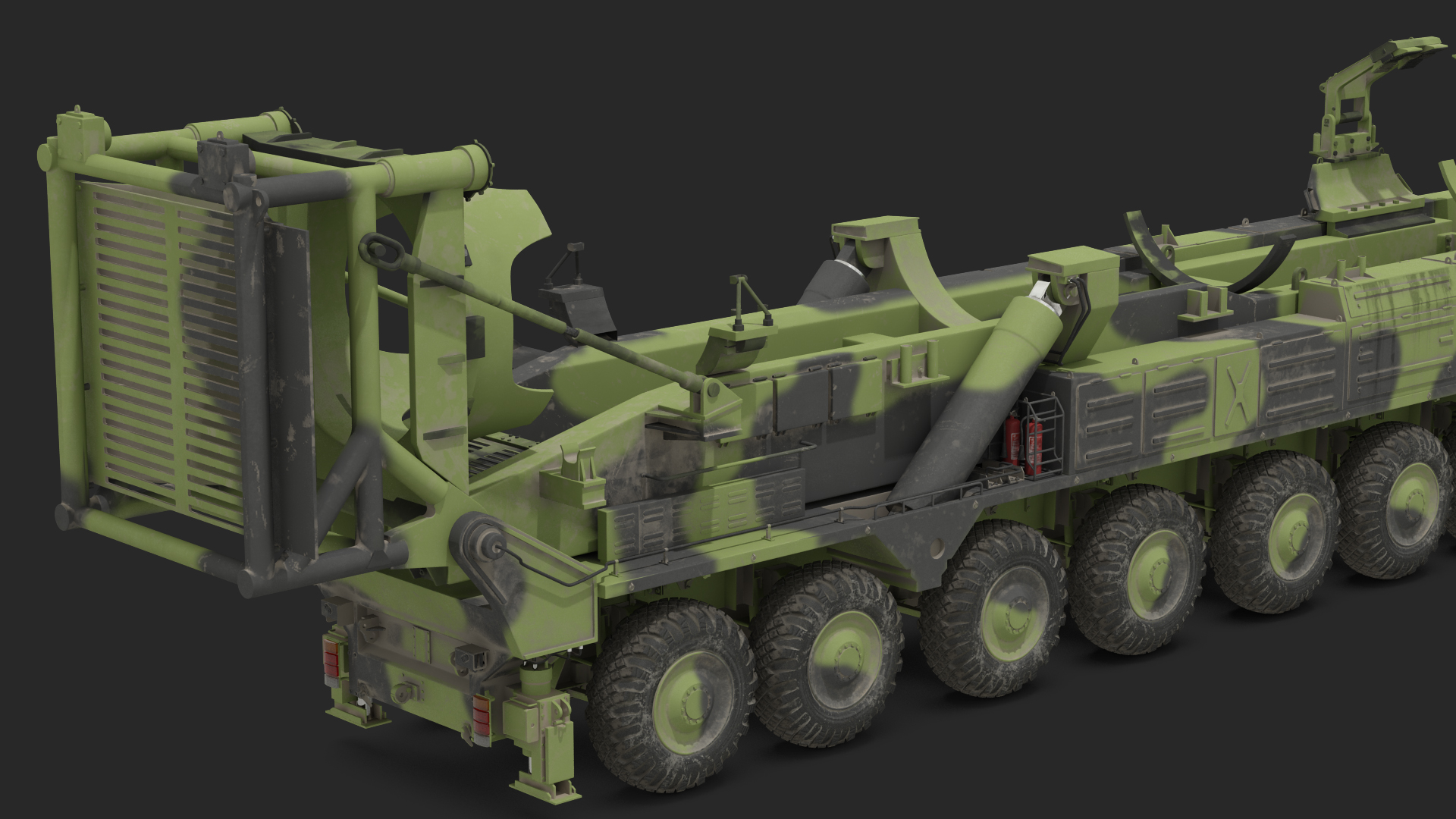 9 Axle Transporter Erector Launcher Vehicle Dirty 3D model