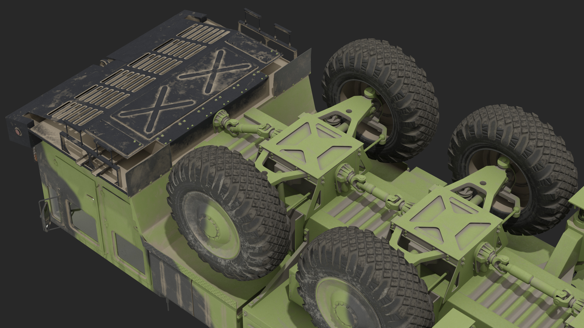 9 Axle Transporter Erector Launcher Vehicle Dirty 3D model