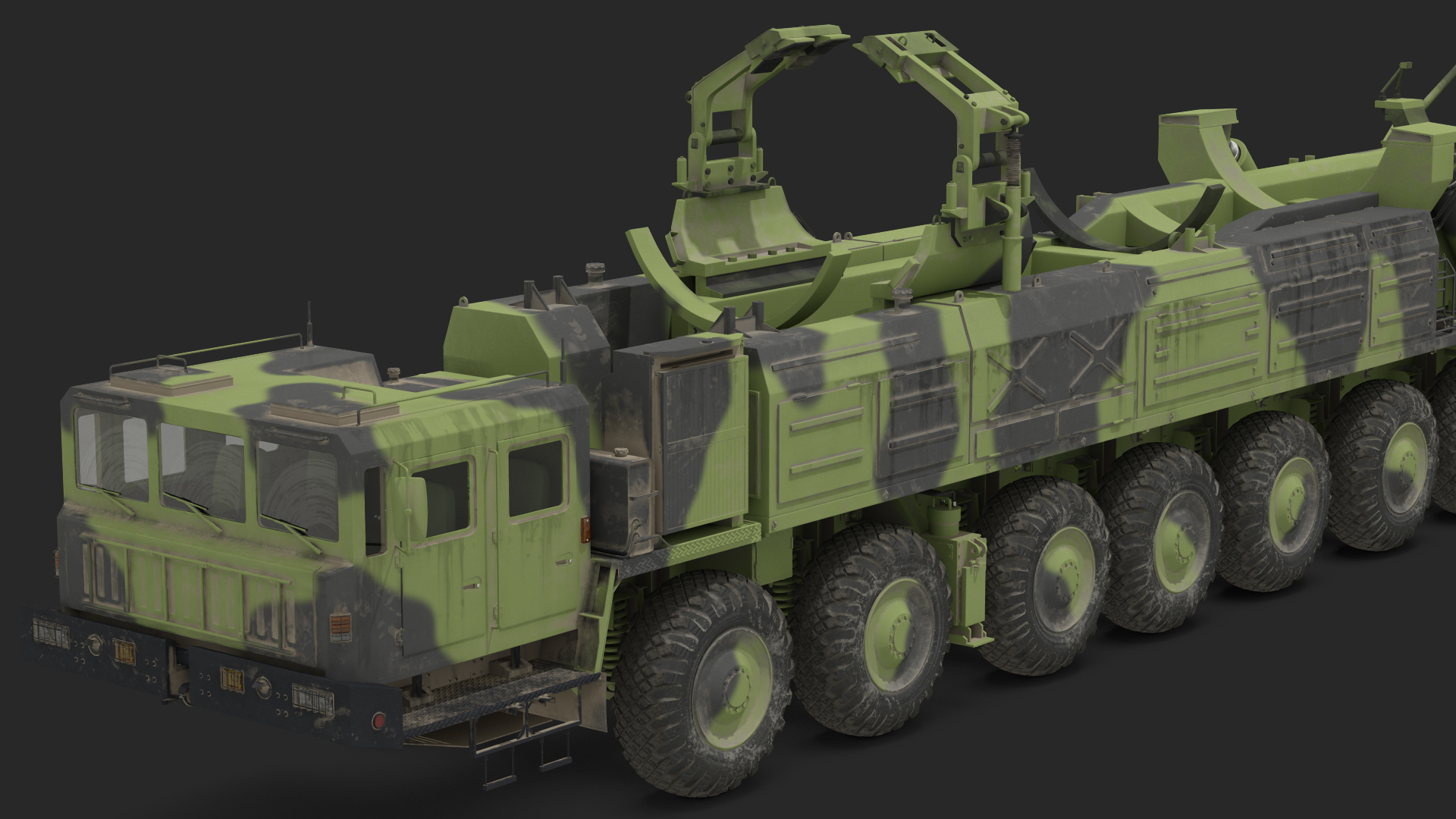 9 Axle Transporter Erector Launcher Vehicle Dirty 3D model