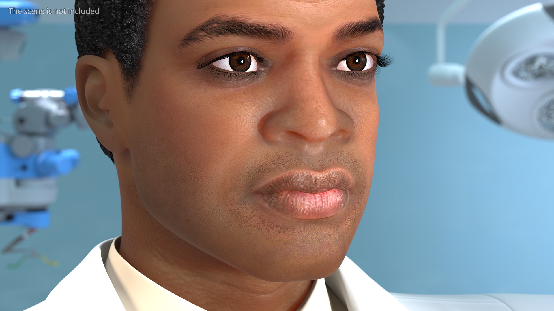 3D model Light Skin Black Male Doctor T Pose