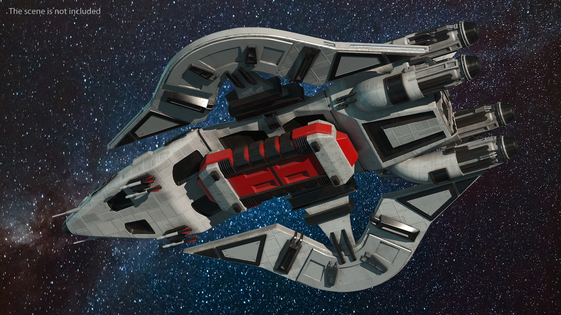 3D Futuristic Space Fighter Craft White