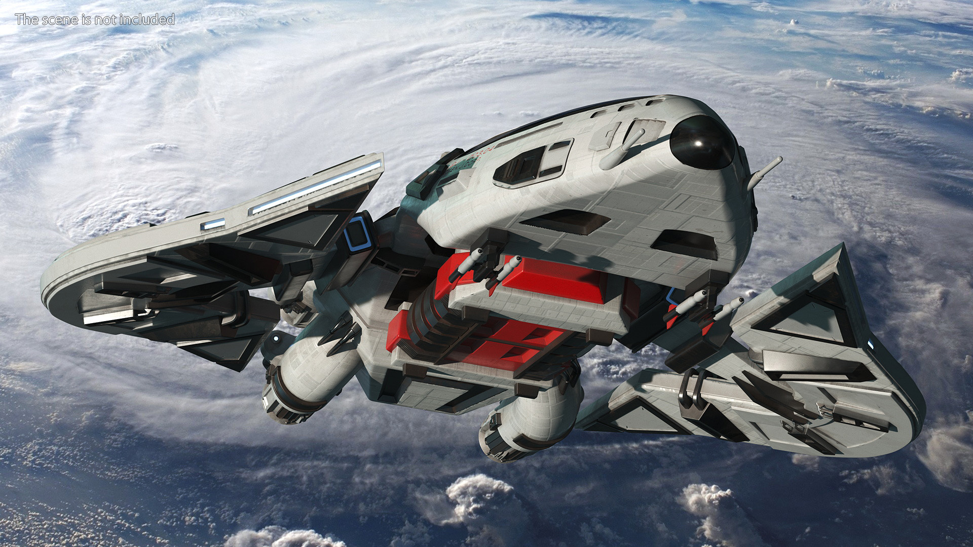 3D Futuristic Space Fighter Craft White