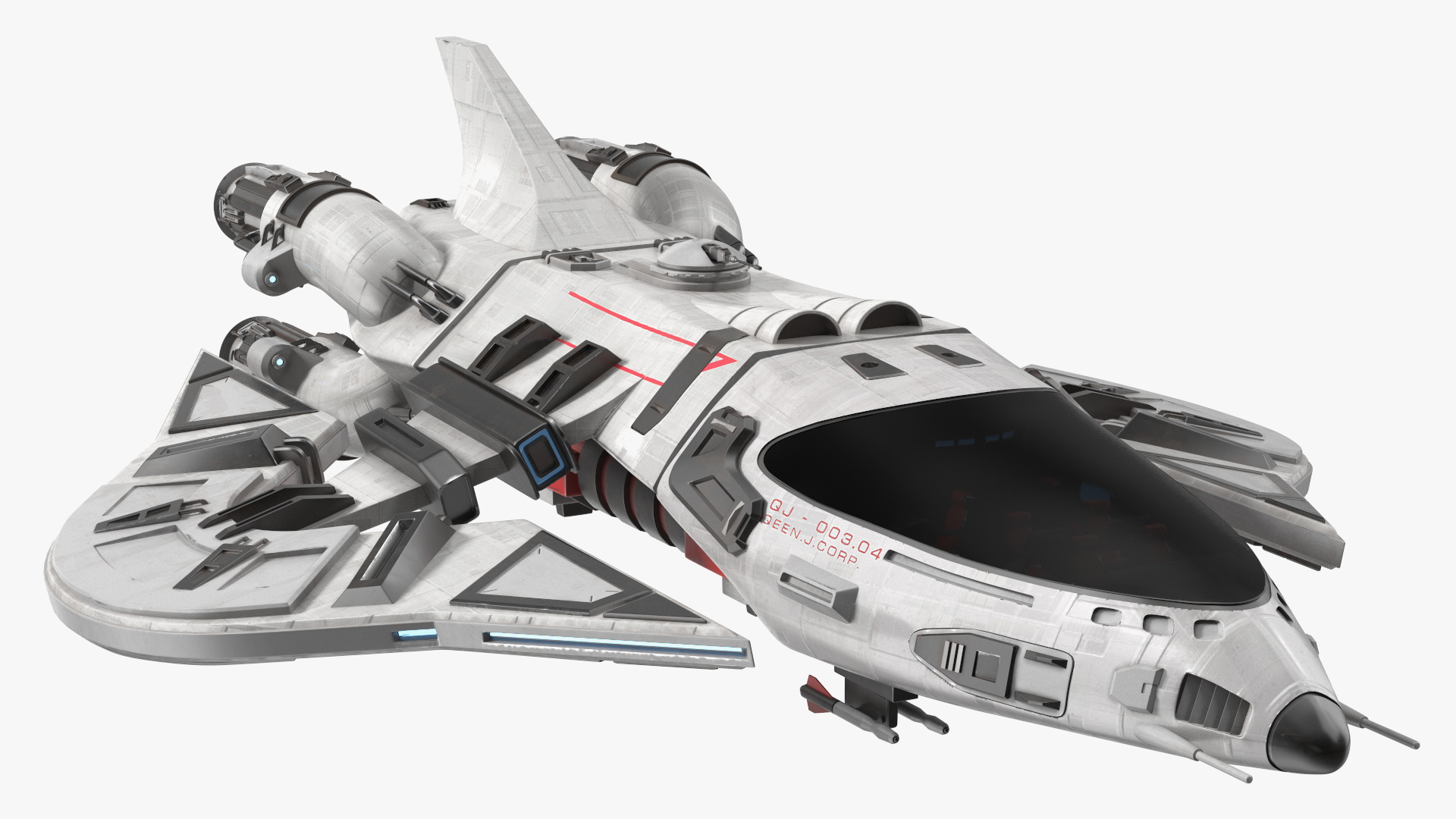 3D Futuristic Space Fighter Craft White
