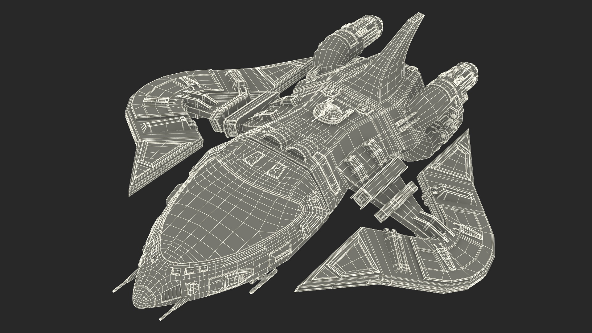 3D Futuristic Space Fighter Craft White