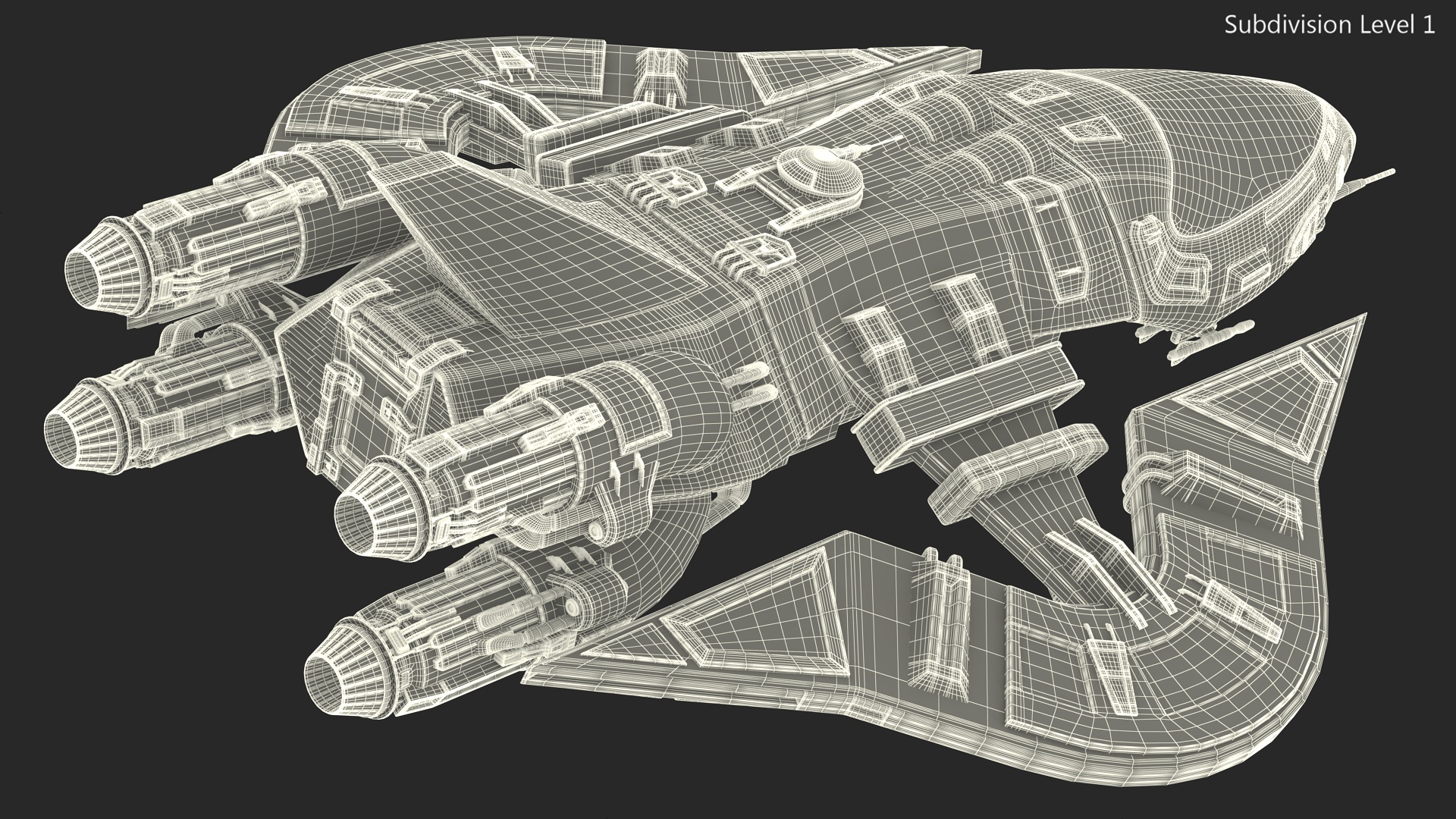 3D Futuristic Space Fighter Craft White