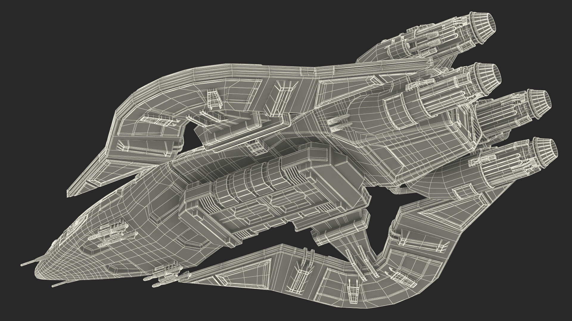 3D Futuristic Space Fighter Craft White