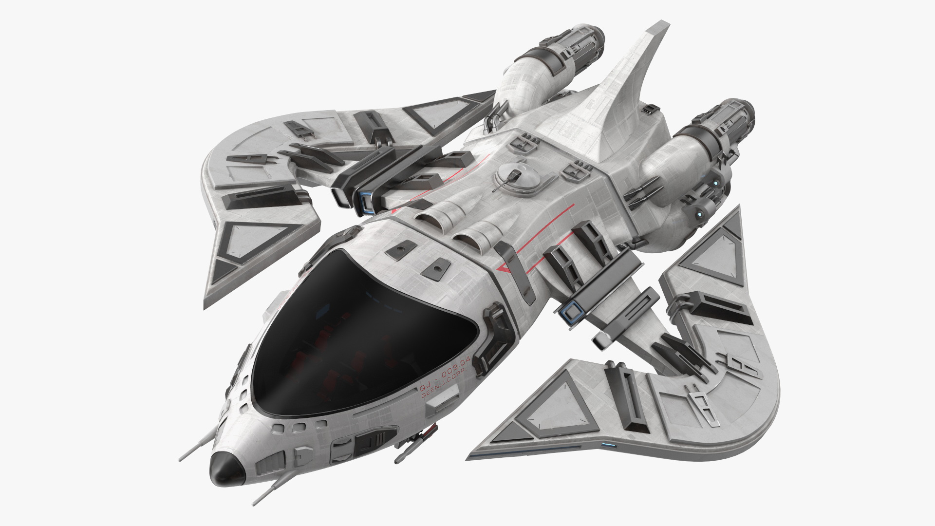 3D Futuristic Space Fighter Craft White