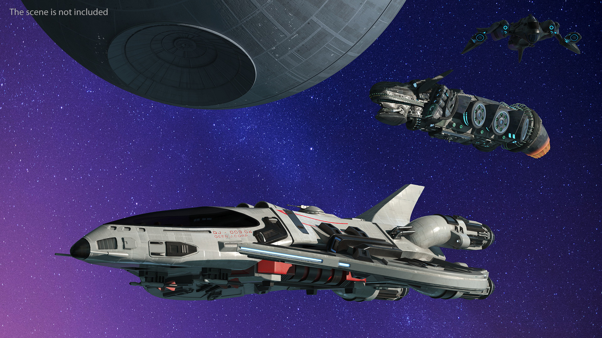 3D Futuristic Space Fighter Craft White