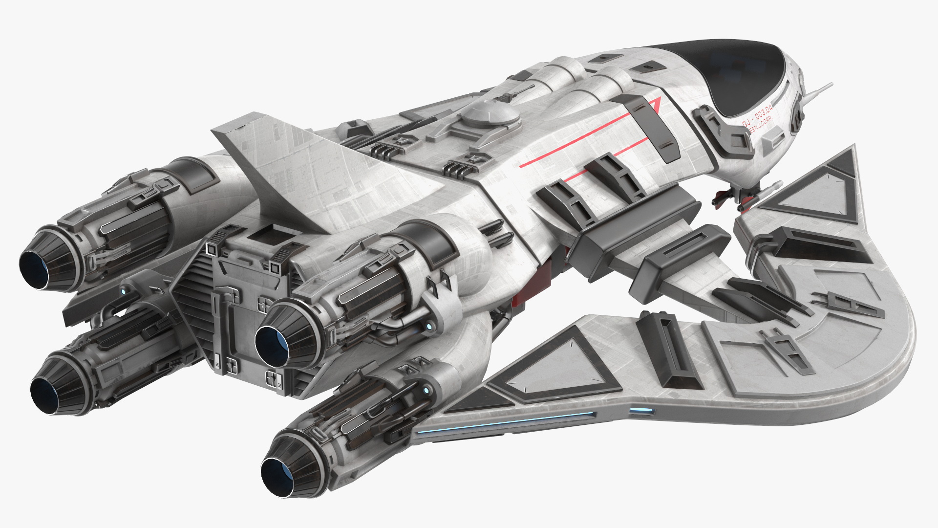 3D Futuristic Space Fighter Craft White