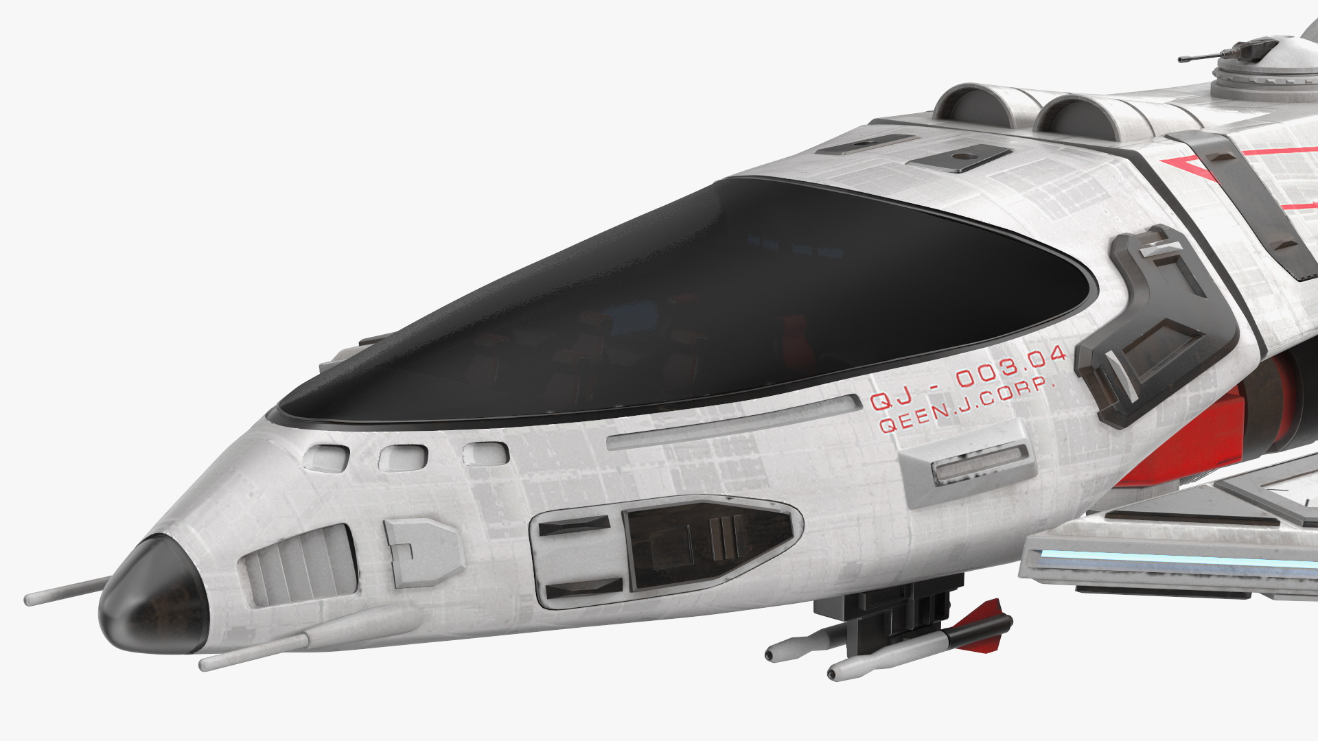 3D Futuristic Space Fighter Craft White