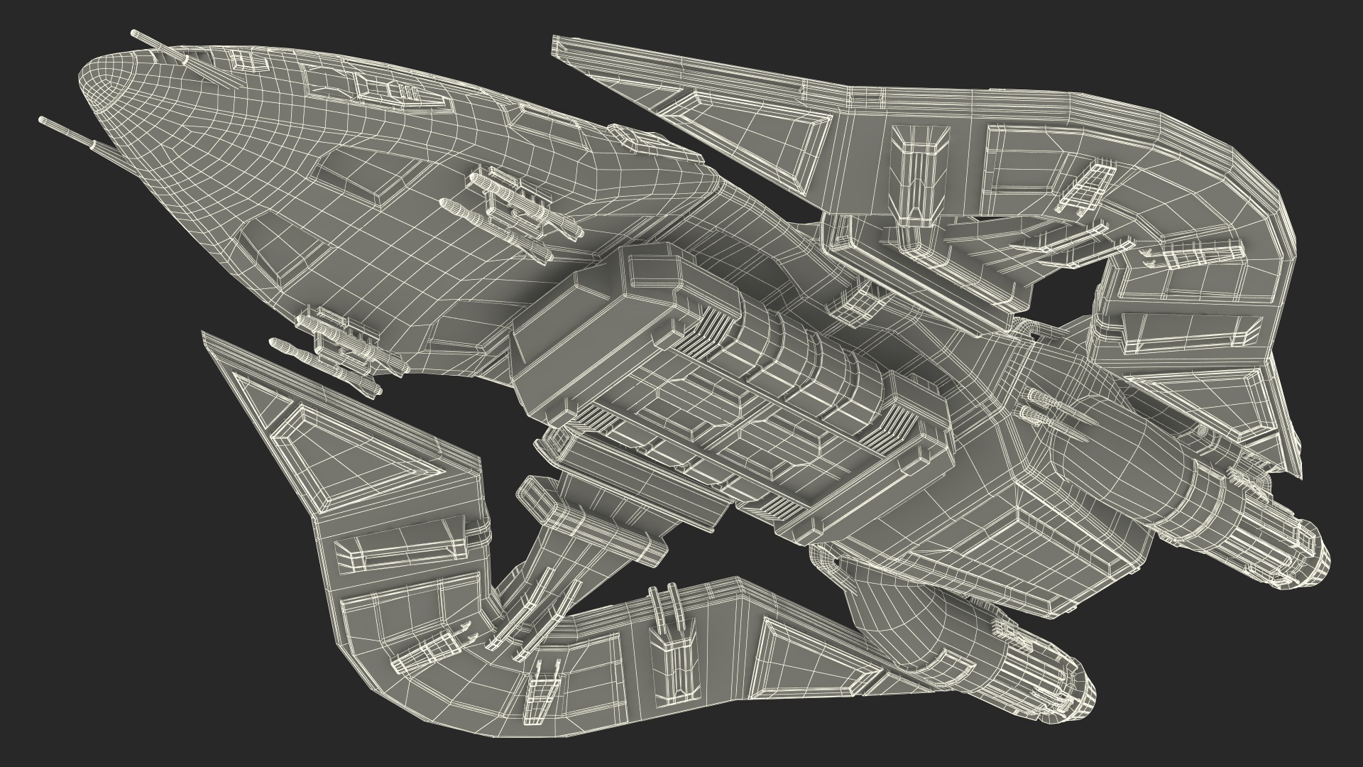 3D Futuristic Space Fighter Craft White