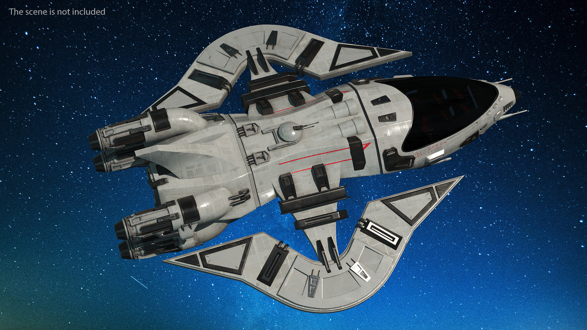 3D Futuristic Space Fighter Craft White