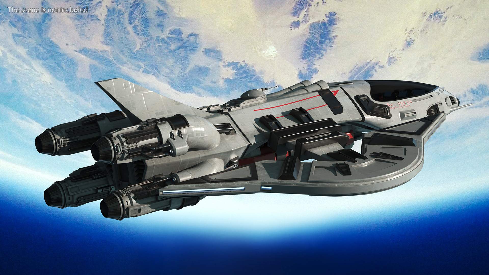 3D Futuristic Space Fighter Craft White