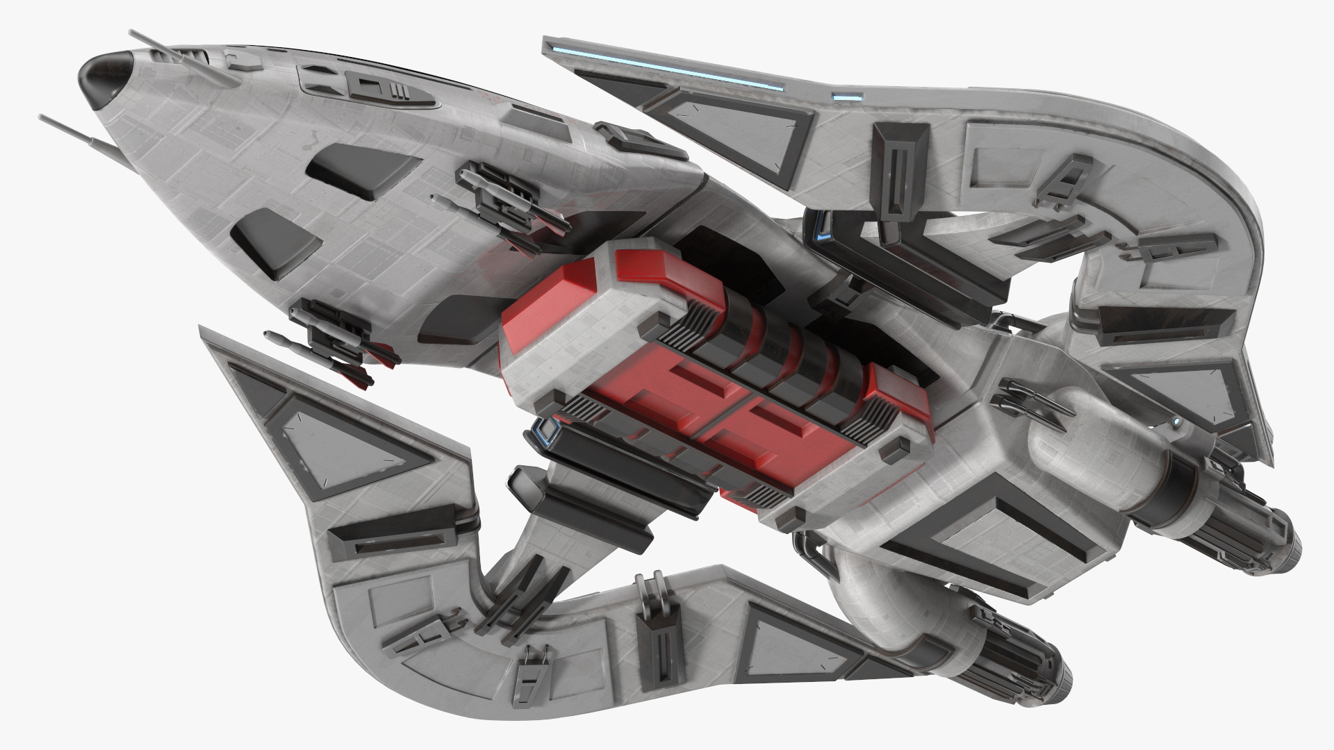 3D Futuristic Space Fighter Craft White