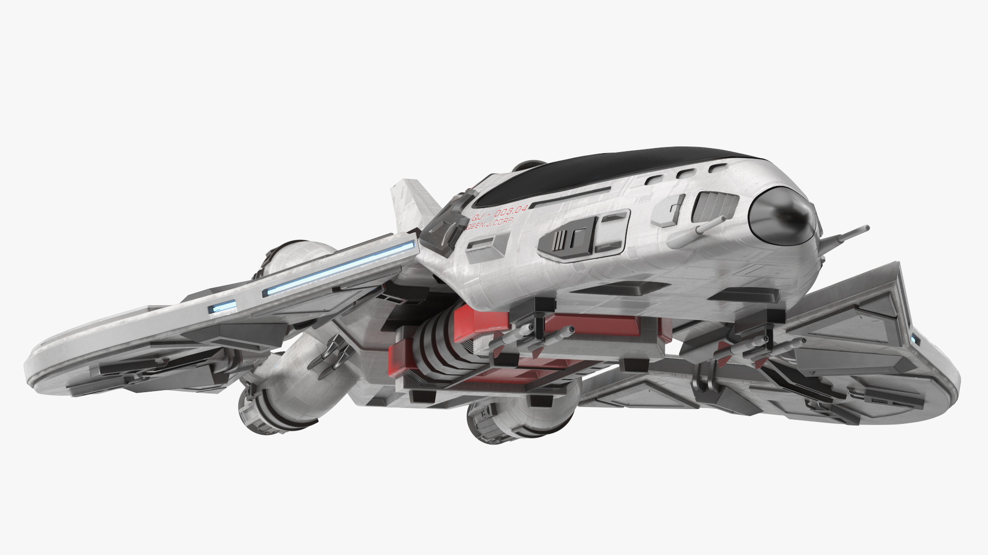 3D Futuristic Space Fighter Craft White