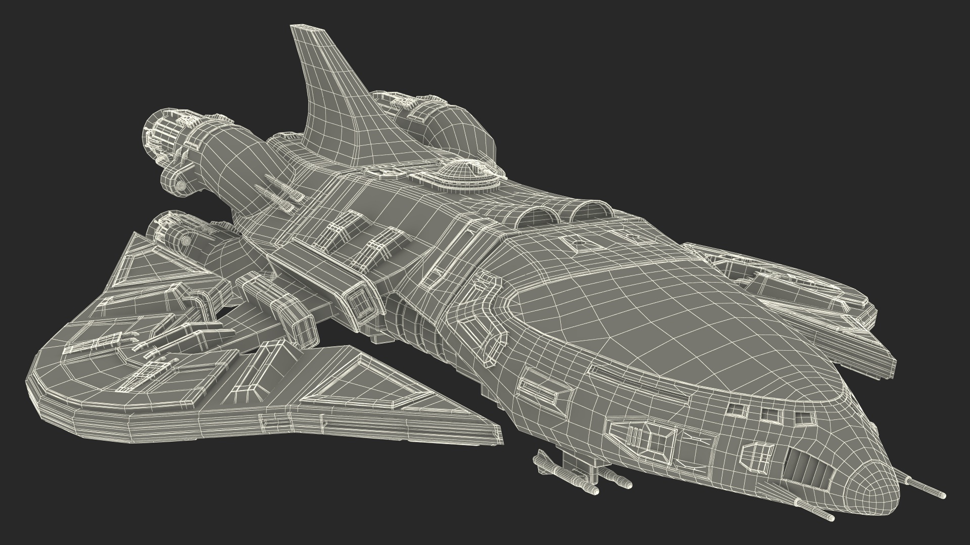 3D Futuristic Space Fighter Craft White