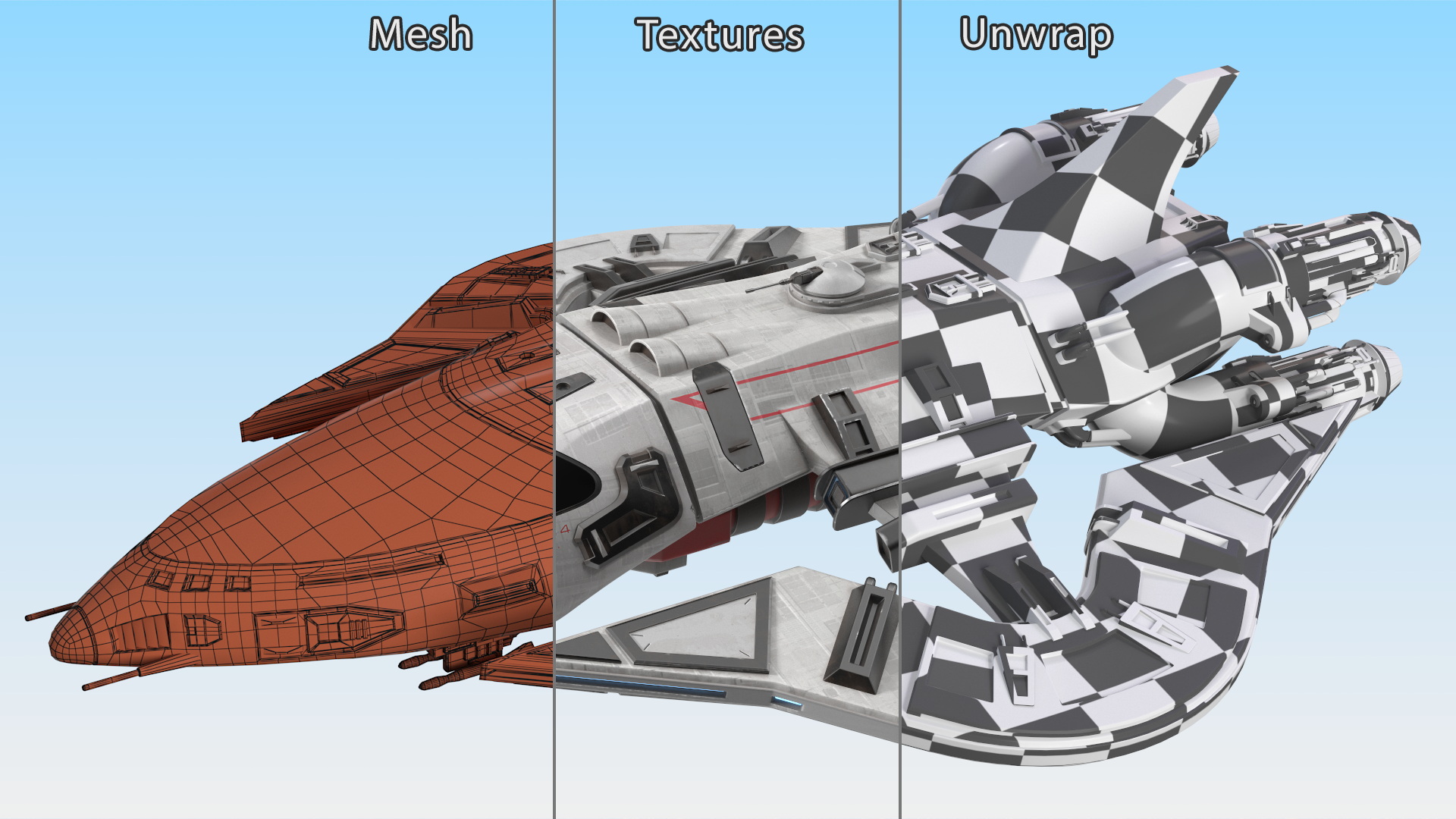 3D Futuristic Space Fighter Craft White