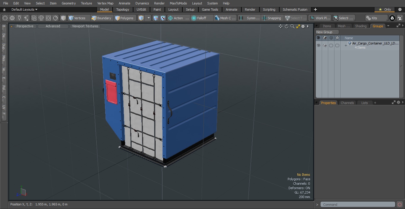 3D Air Cargo Container ULD LD 2 Blue model
