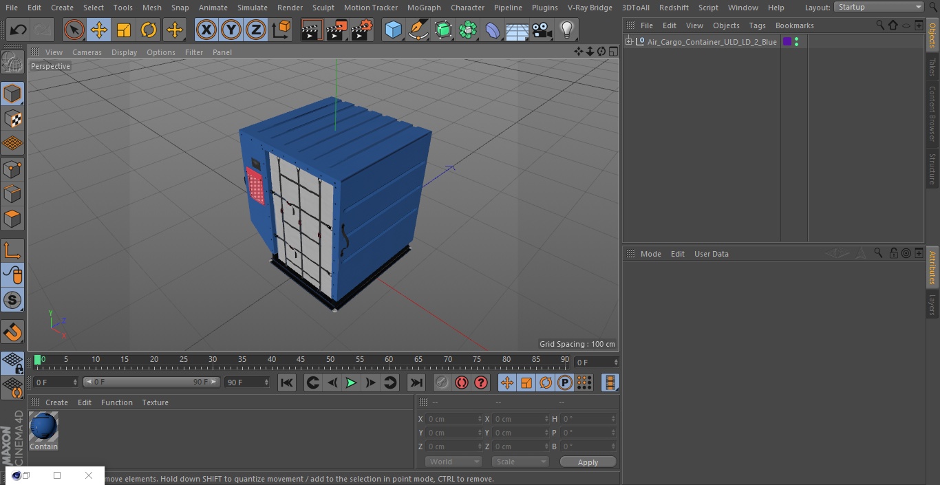 3D Air Cargo Container ULD LD 2 Blue model