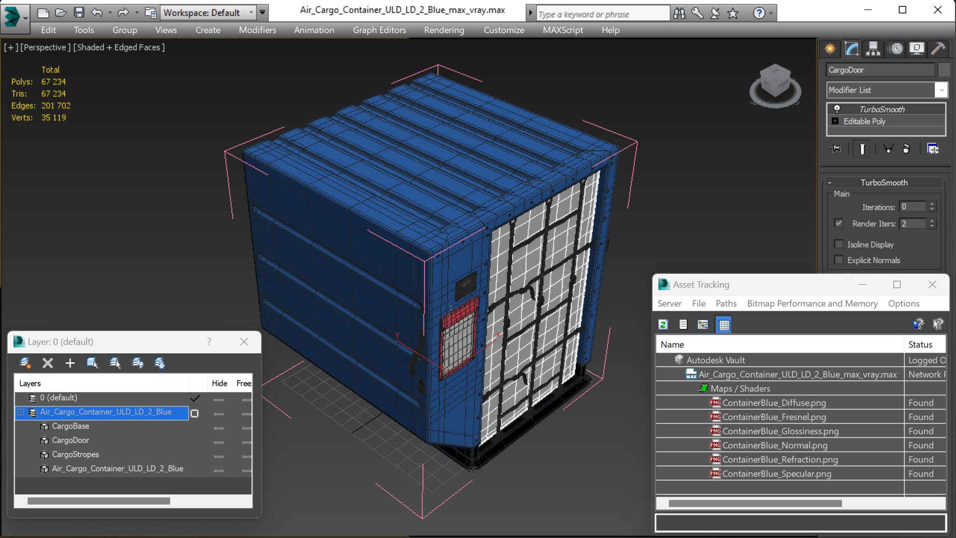3D Air Cargo Container ULD LD 2 Blue model