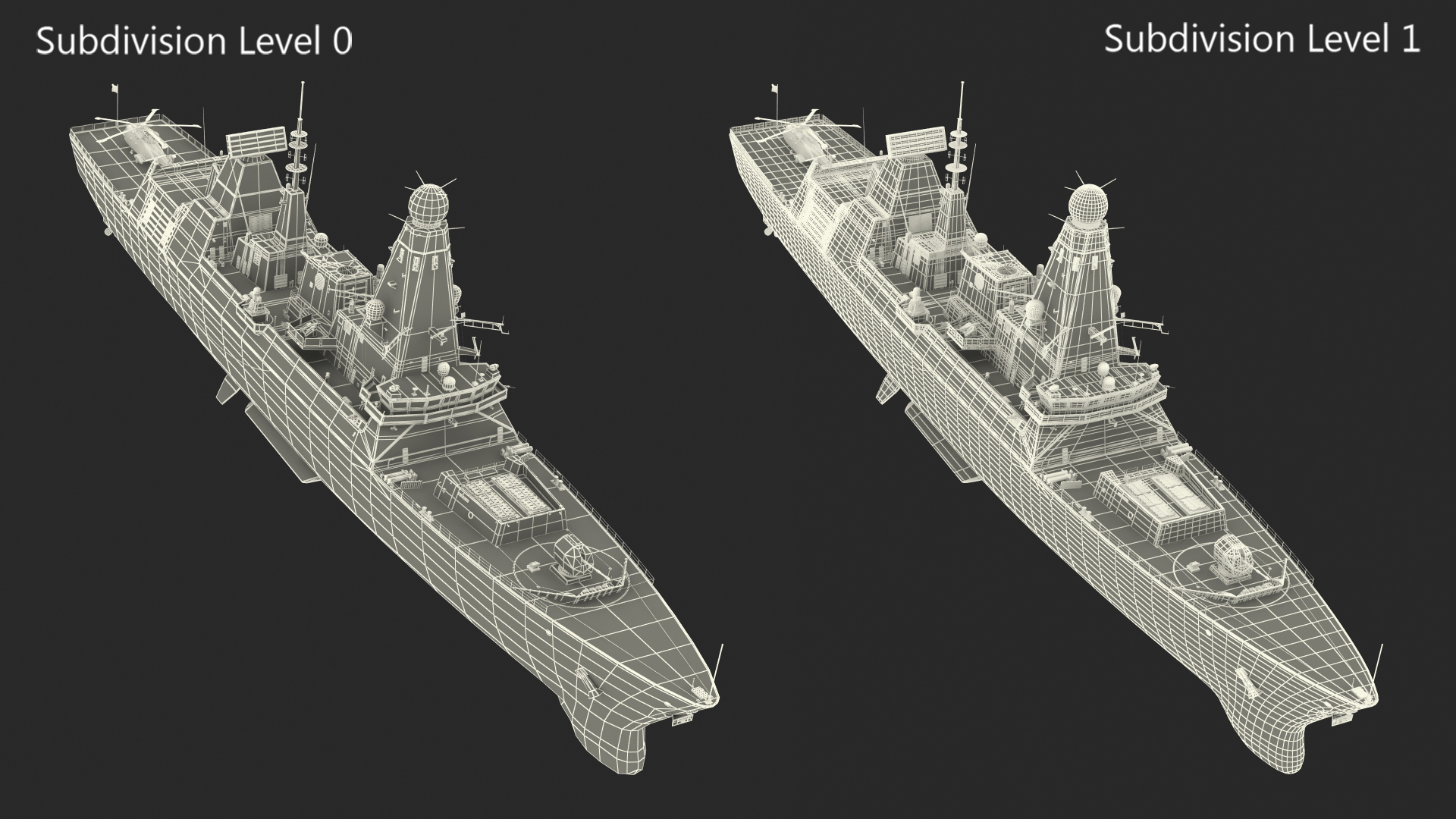 3D model Royal Navy Type 45 Destroyer with AW101 Helicopter