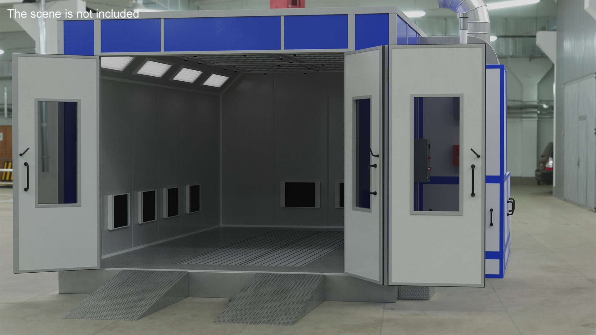 3D Car Painting Room Blue Color model