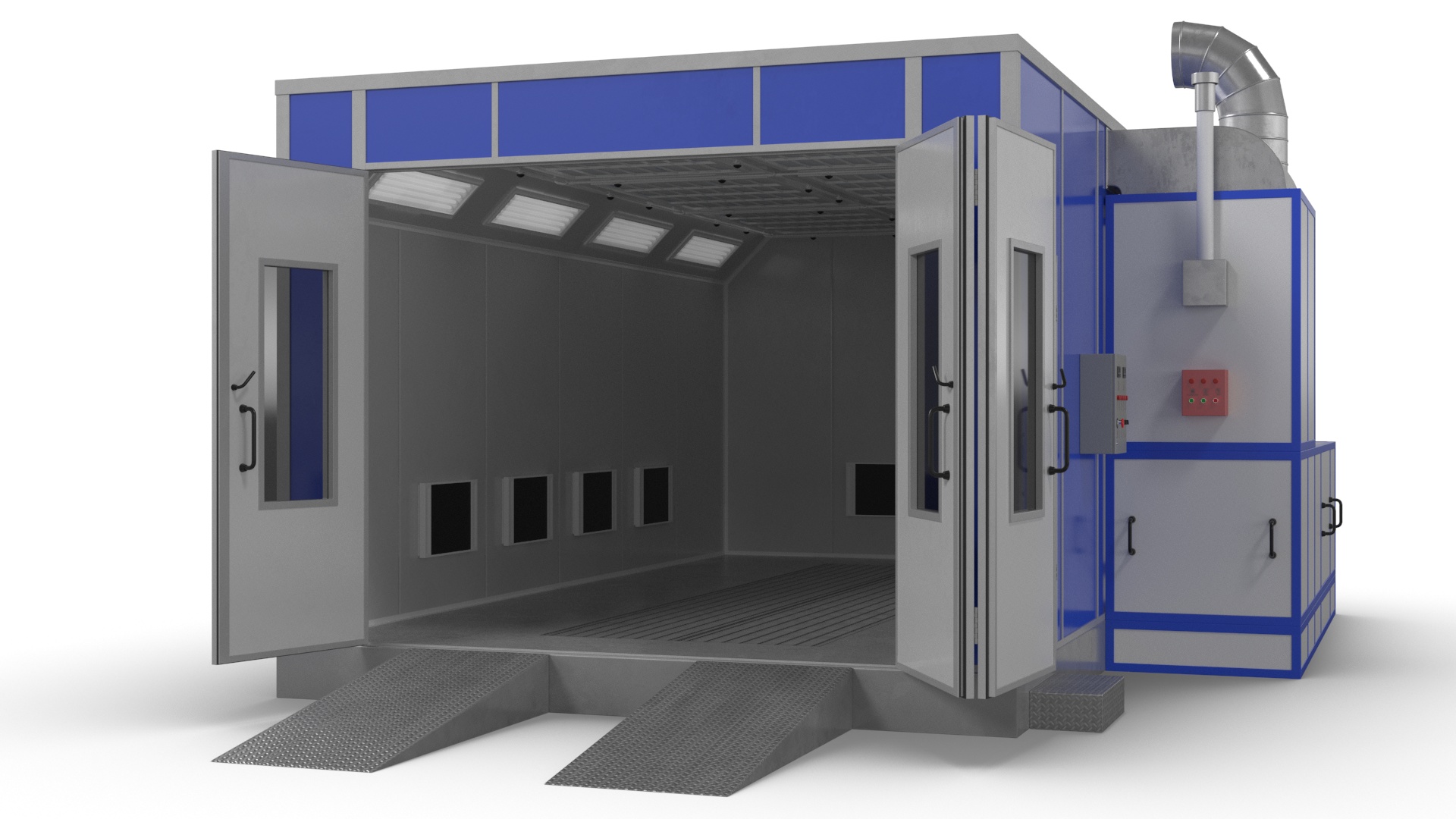 3D Car Painting Room Blue Color model