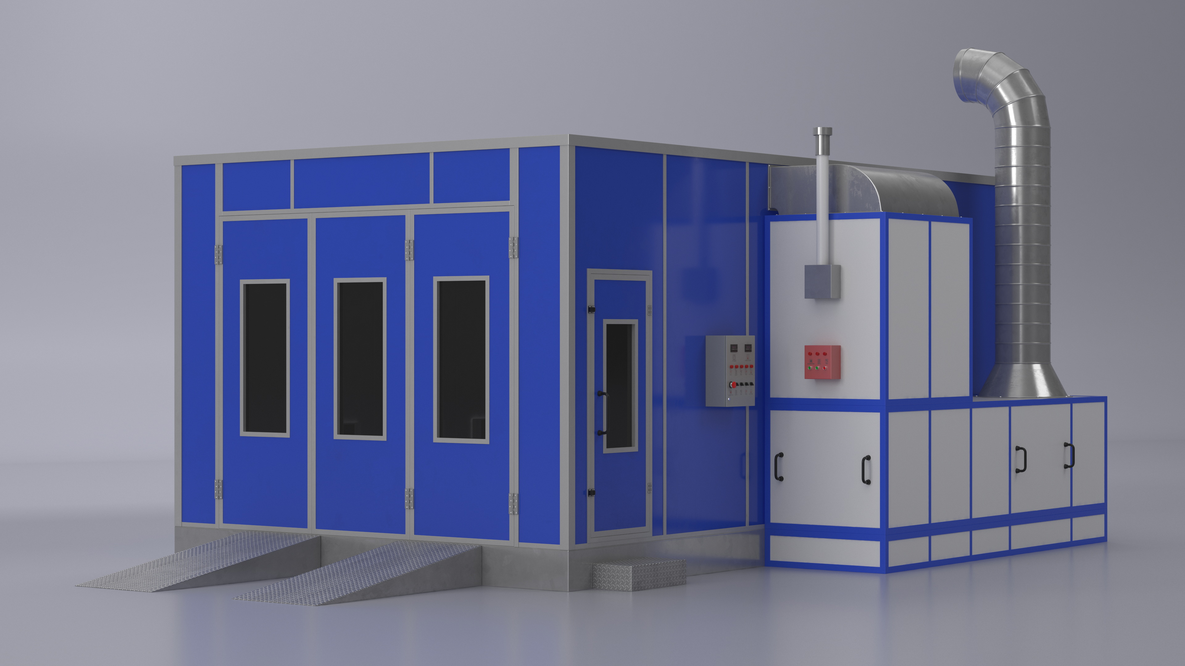 3D Car Painting Room Blue Color model