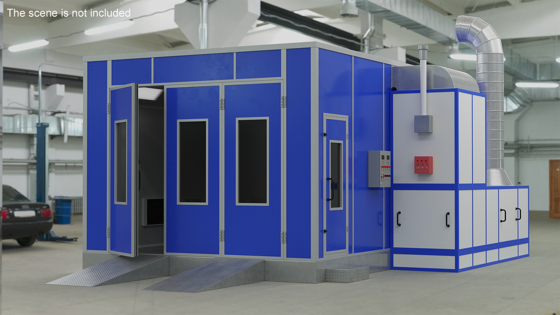 3D Car Painting Room Blue Color model