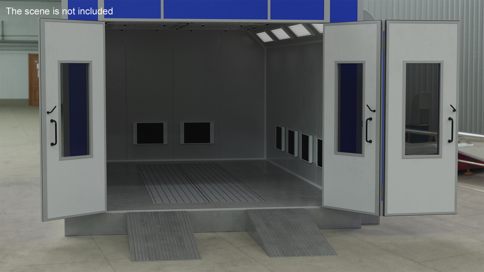 3D Car Painting Room Blue Color model