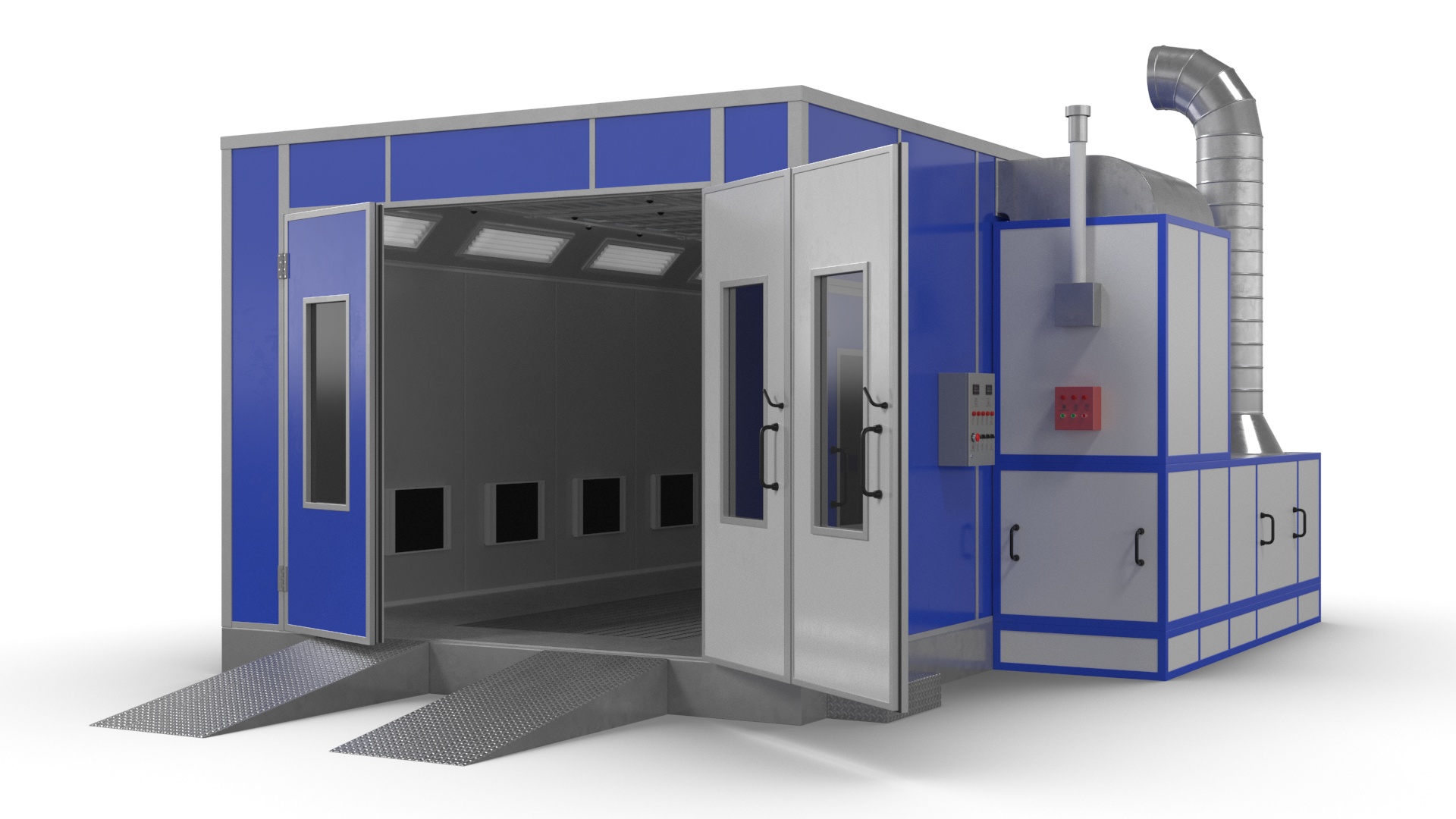 3D Car Painting Room Blue Color model