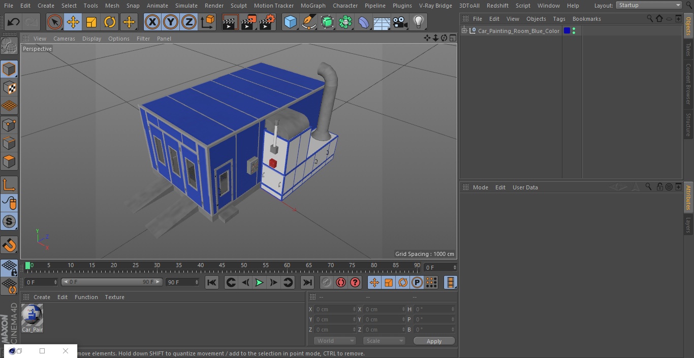 3D Car Painting Room Blue Color model